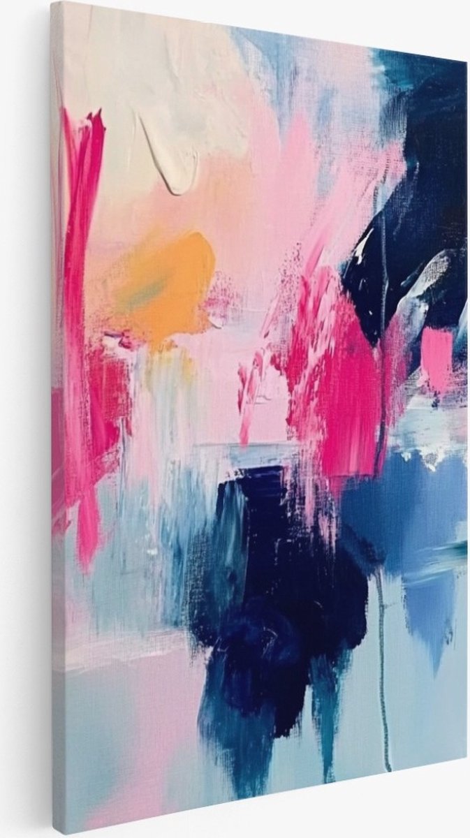Saammp Canvas Schilderij - Pastel Blauw - Abstract - 30x45 - Foto op canvas - Wanddecoratie - Muurdecoratie Woonkamer - Slaapkamer decoratie - Canvas Print Multicolor
