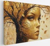 Saammp - Canvas Schilderij - Vrouw - Boom- Abstract - 120x80 - Foto op canvas - Wanddecoratie - Muurdecoratie Woonkamer - Slaapkamer decoratie - Canvas Print