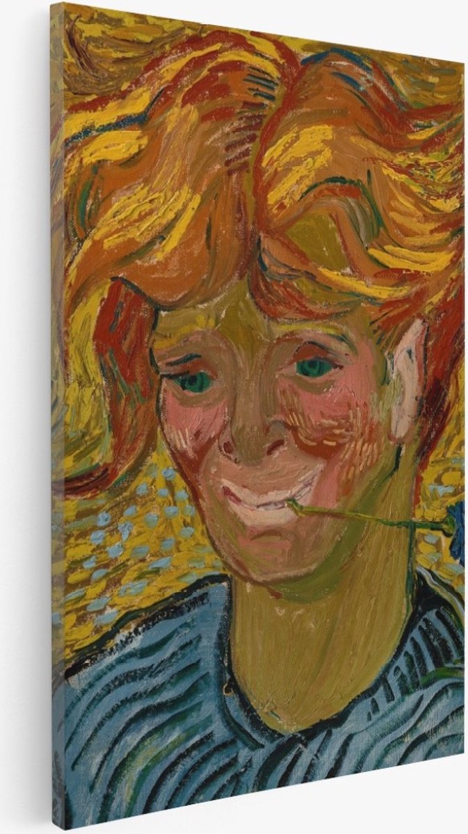 Saammp Canvas Schilderij - Vincent Van Gogh - Jongeman met korenbloem - Abstract - Kunst- 80x120 - Foto op canvas - Wanddecoratie - Muurdecoratie Woonkamer - Slaapkamer decoratie - Canvas Print Multicolor