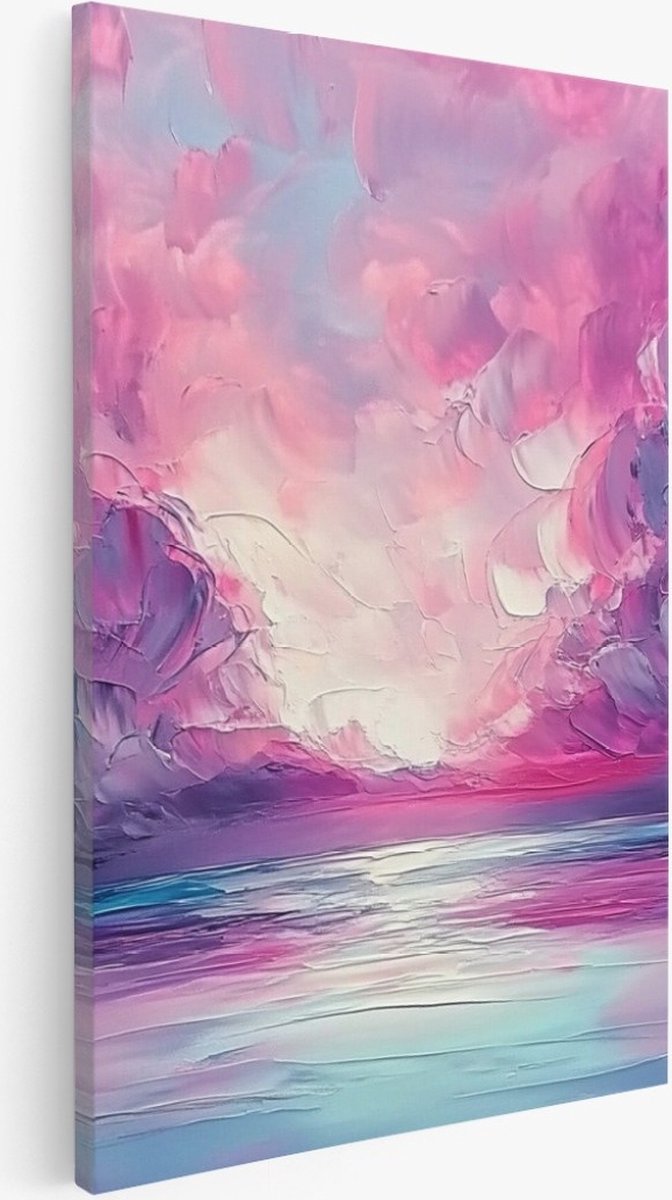 Saammp Canvas Schilderij - Landschap - Roze - Abstract - 40x60 - Foto op canvas - Wanddecoratie - Muurdecoratie Woonkamer - Kantoor Decoratie Multicolor