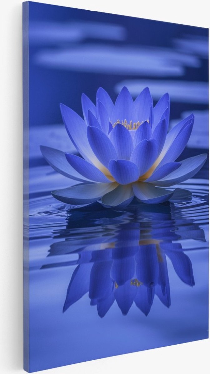 Saammp Canvas Schilderij - bloemen - Blauw - 40x50 - Foto op canvas - Wanddecoratie - Muurdecoratie Woonkamer - Kantoor Decoratie Multicolor
