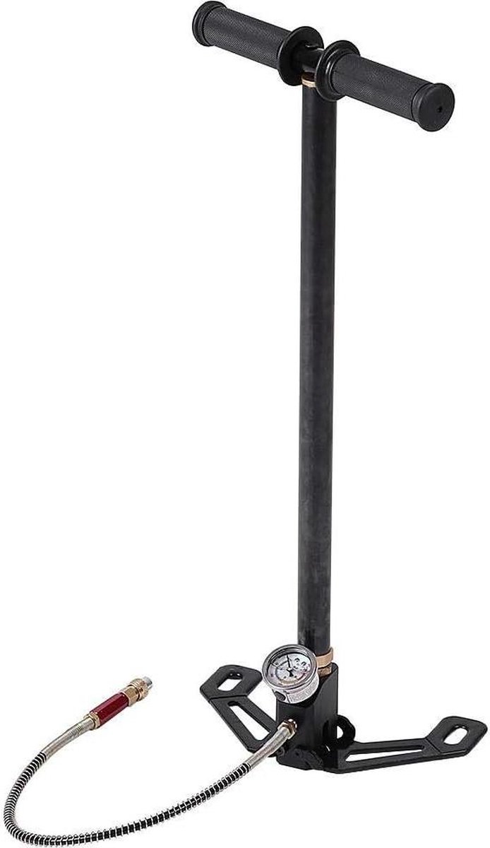 3-stage 4500psi hogedruk handpomp van wolfraamstaal met gasfilter en manometer - voor PCP luchtbuks, bootbanden en ballen .
