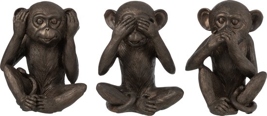 J-Line figurine Singe Entendre/Voir/Se Taire - polyrésine - marron - large - 3 pcs