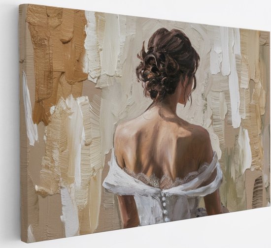 Tableau sur toile Saammp - Femme - Art - Beige - abstrait - 40x30 - Photo sur toile - Décoration murale - Décoration murale Salon - Décoration chambre - Impression sur toile