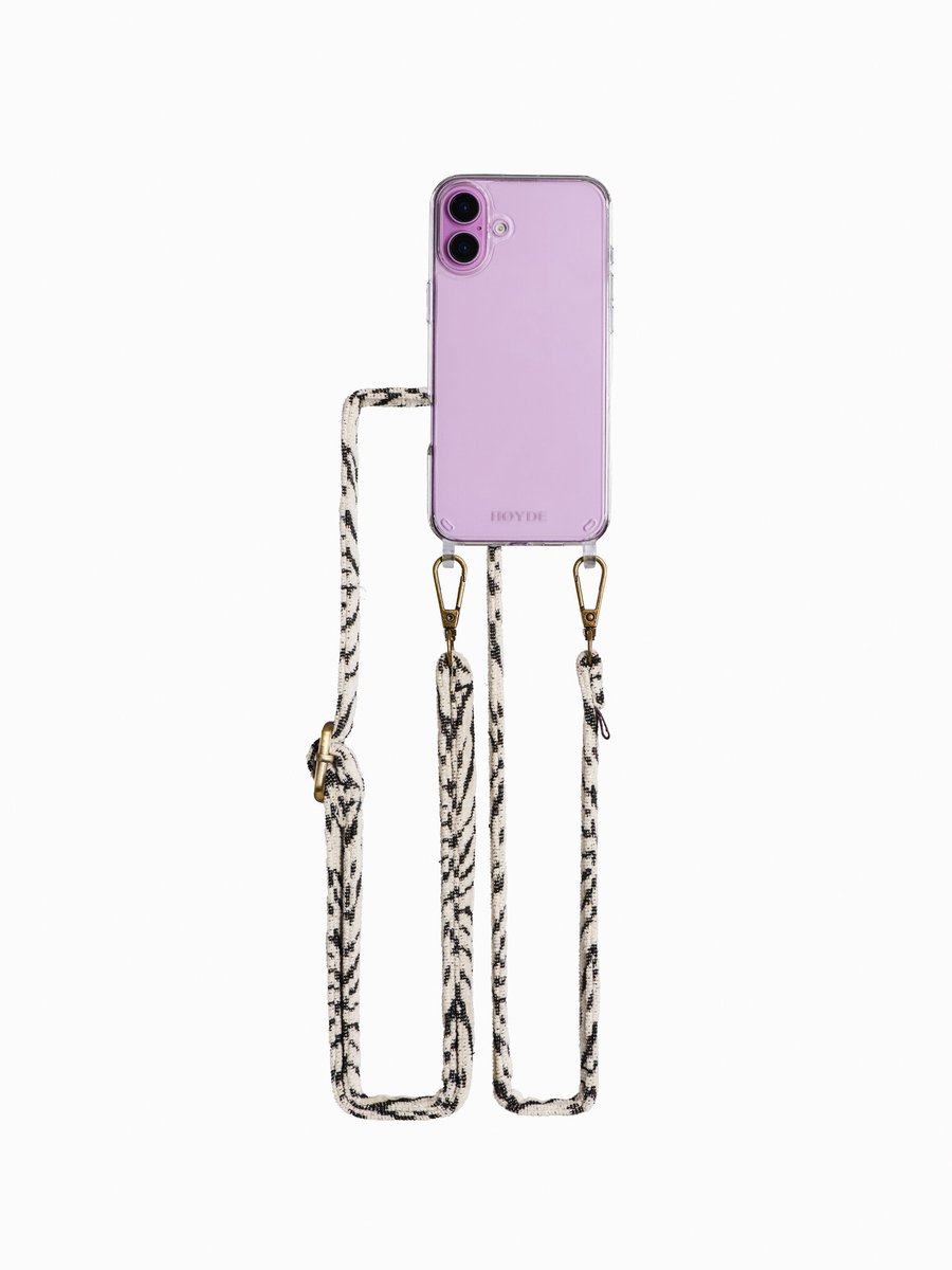 Høyde Geschikt voor iPhone 16 Plus backcover - Telefoonhoes met koord - Blanc Bliss