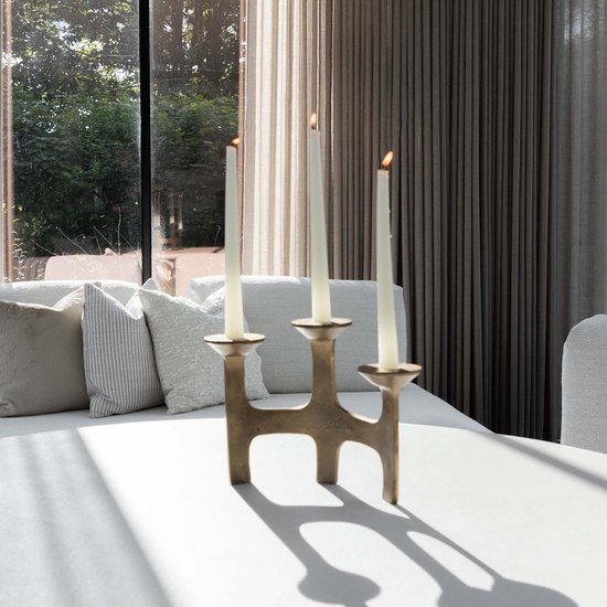 Atmooz - Bougeoir Amour S/3 - Messing Antique - Pour 3 bougies - 27x11x20 cm - Décoration de Table Elégante