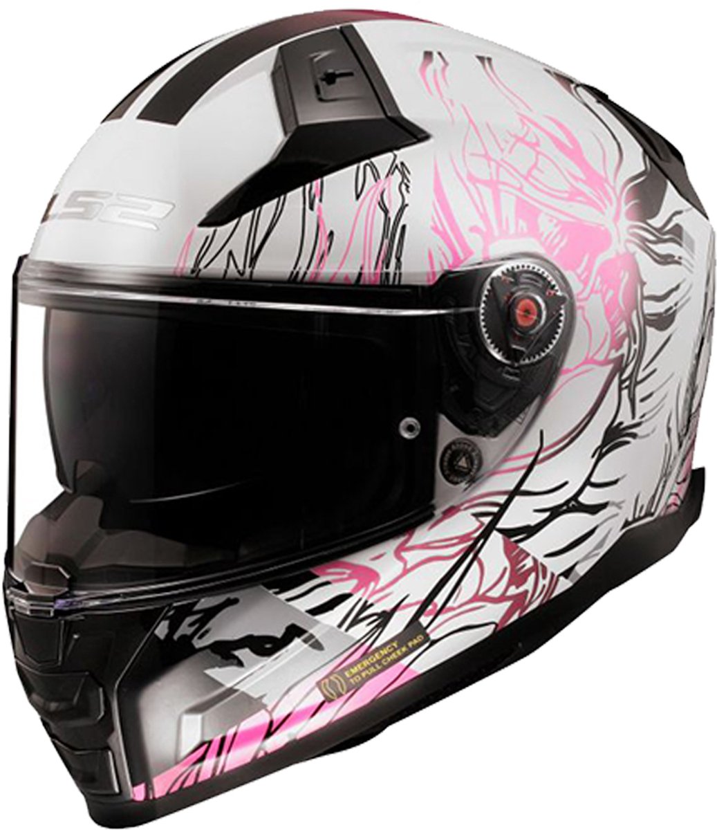 LS2 Helm Vector II Darflo FF811 wit / roze maat M