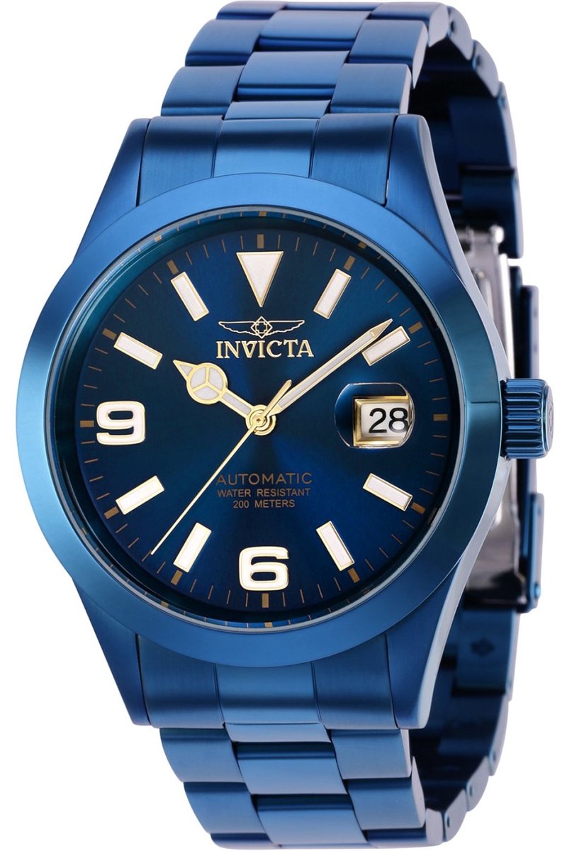 Invicta Pro Diver 36819 Heren Horloge - Waterdicht - Analoog - Automatisch Uurwerk - Roestvrij Staal met blauwe Wijzerplaat - 43mm