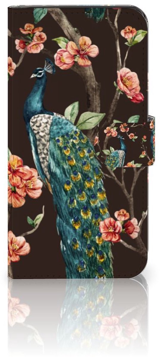 Google Pixel 8A Telefoonhoesje met Pasjes Pauw met Bloemen