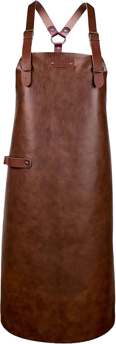 Xapron - New York Schort met Schouderbanden Large Leer - Leer - Bruin -