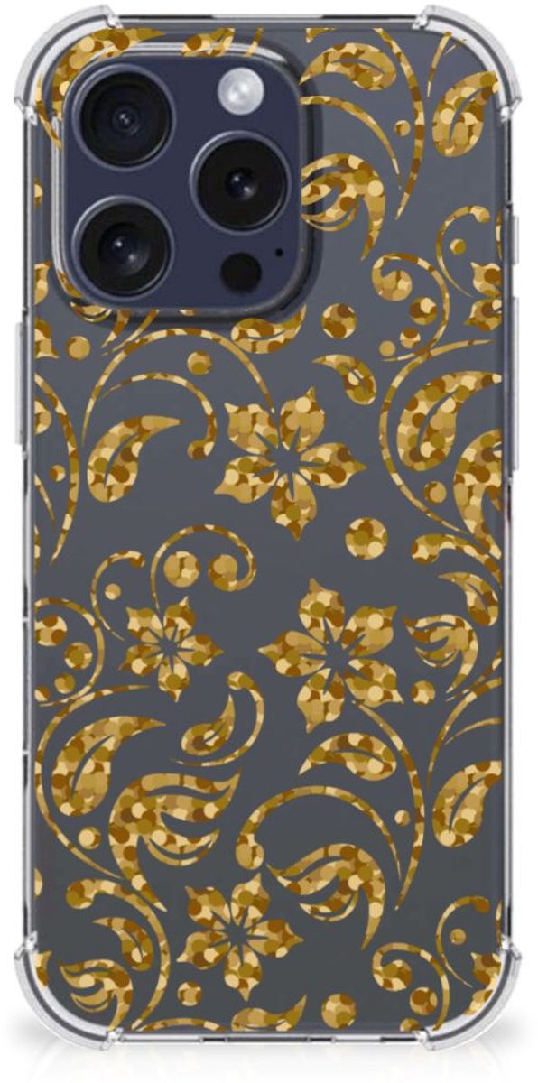 iPhone 16 Pro Max Case Gouden Bloemen