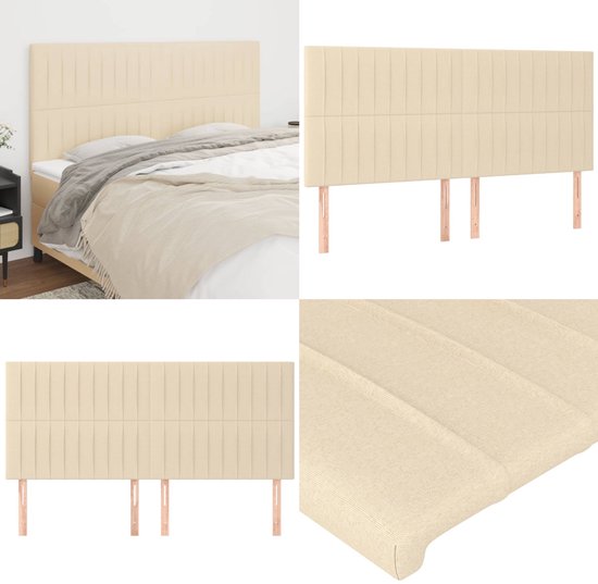 vidaXL Têtes de lit 4 pcs 80x5x78/88 cm Tissu Crème - Tête de lit - Têtes de lit - Tête de lit - Tête de lit en bois