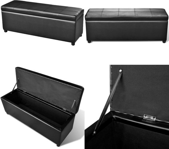 Banc de rangement vidaXL Long Bois Noir - Opbergbox - Boîtes de rangement - Coffres de rangement de jardin