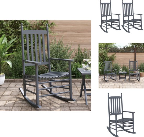 Set van 2 schommelstoelen met ademende stoffen zitting, tuinstoelen, schommelstoel, schommelstoel voor tuin, balkon, terras (grijs) ZB33202