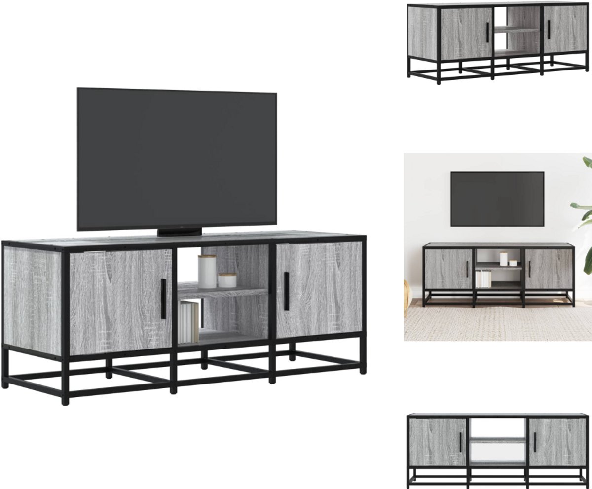 vidaXL Tv-meubel - Tv-meubelen - Tv Kast - Opbergkast - Tv-meubel 100x35x41 cm bewerkt hout metaal grijs sonoma eiken