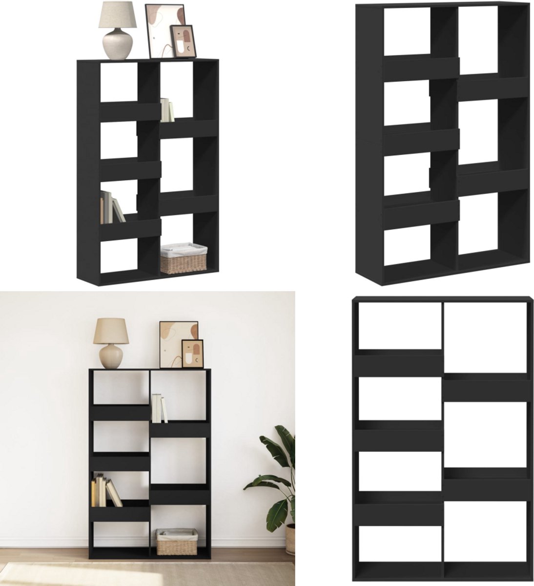 Boekenkast 100x33x100 cm bewerkt hout en staal zwart | -nl