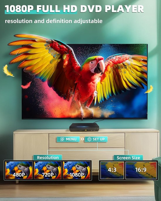 Dvd Speler Met HDMI - Geschikt Voor Divx Ultra, Mpeg1, Mpeg2, Mpeg4 - Full Hd - Regiovrij - Inclusief HDMI En Afstandsbediening - Dvd En Cd Speler - Usb - Inclusief Afstandsbediening - Dvd Films — afbeelding 5