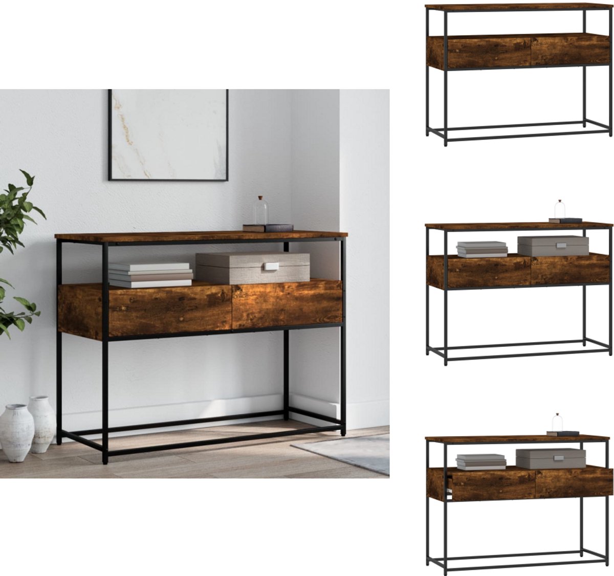 vidaXL Wandtafel - 100x40x75 - cm - bewerkt - hout - gerookt - eikenkleurig gerookt eiken
