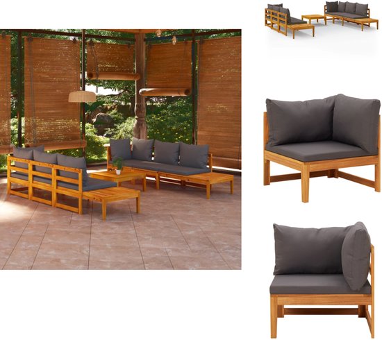 vidaXL Ensemble de jardin Bois d'acacia - 175x66x60 cm - kussen gris foncé - Ensemble de jardin