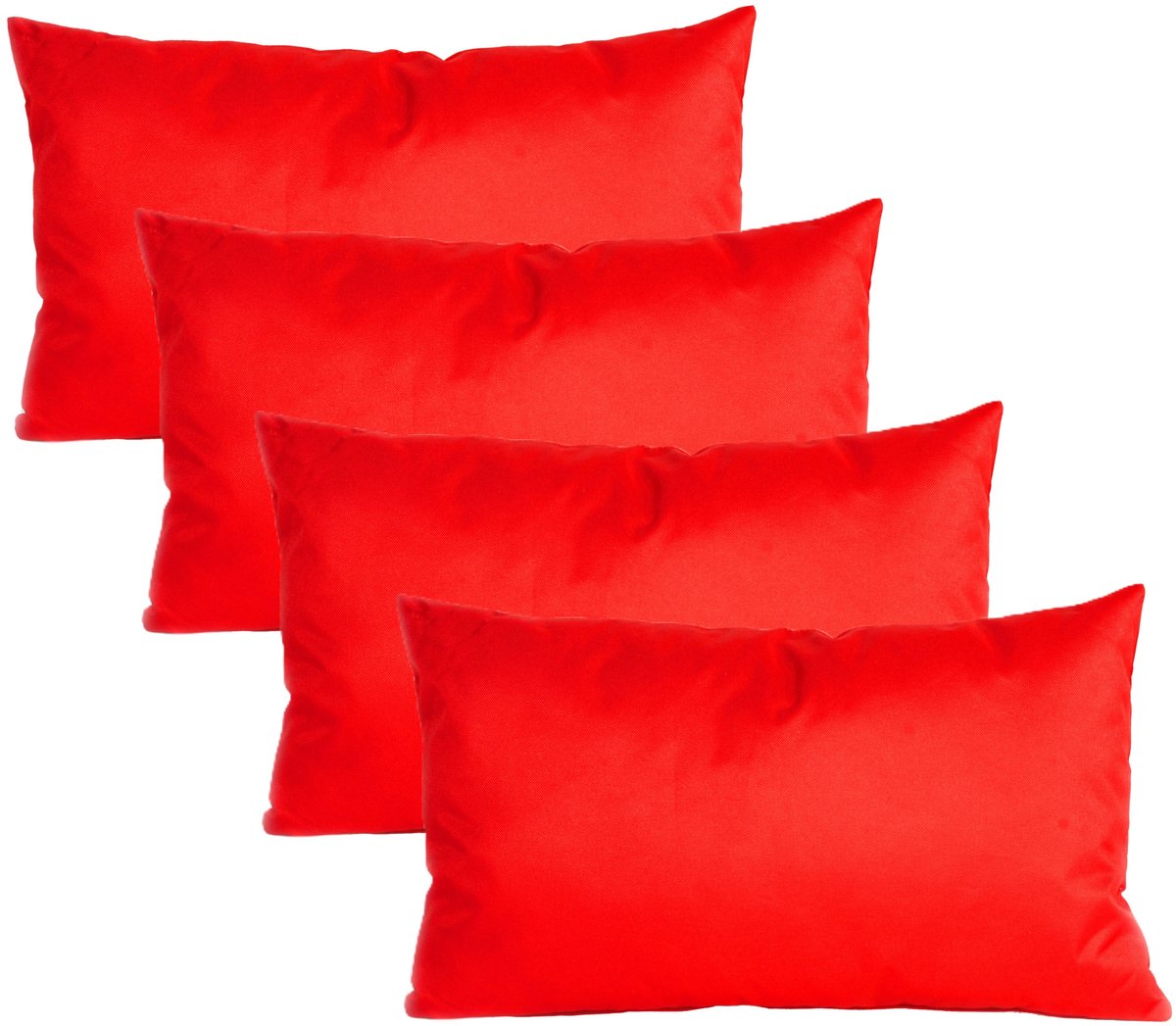 Anna's collection Buiten of tuin sier kussens - 4x - rood - 30 x 50 cm - binnen/buiten - zitkussens tuinbank
