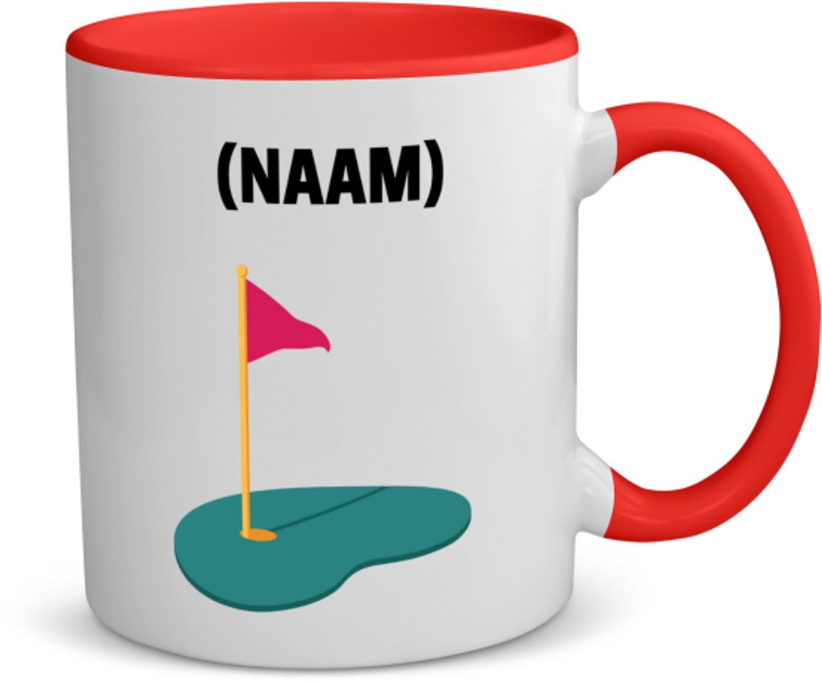 Akyol - golf met eigen naam koffiemok - theemok - rood - Golfen - golfer - sport - 350 ML inhoud