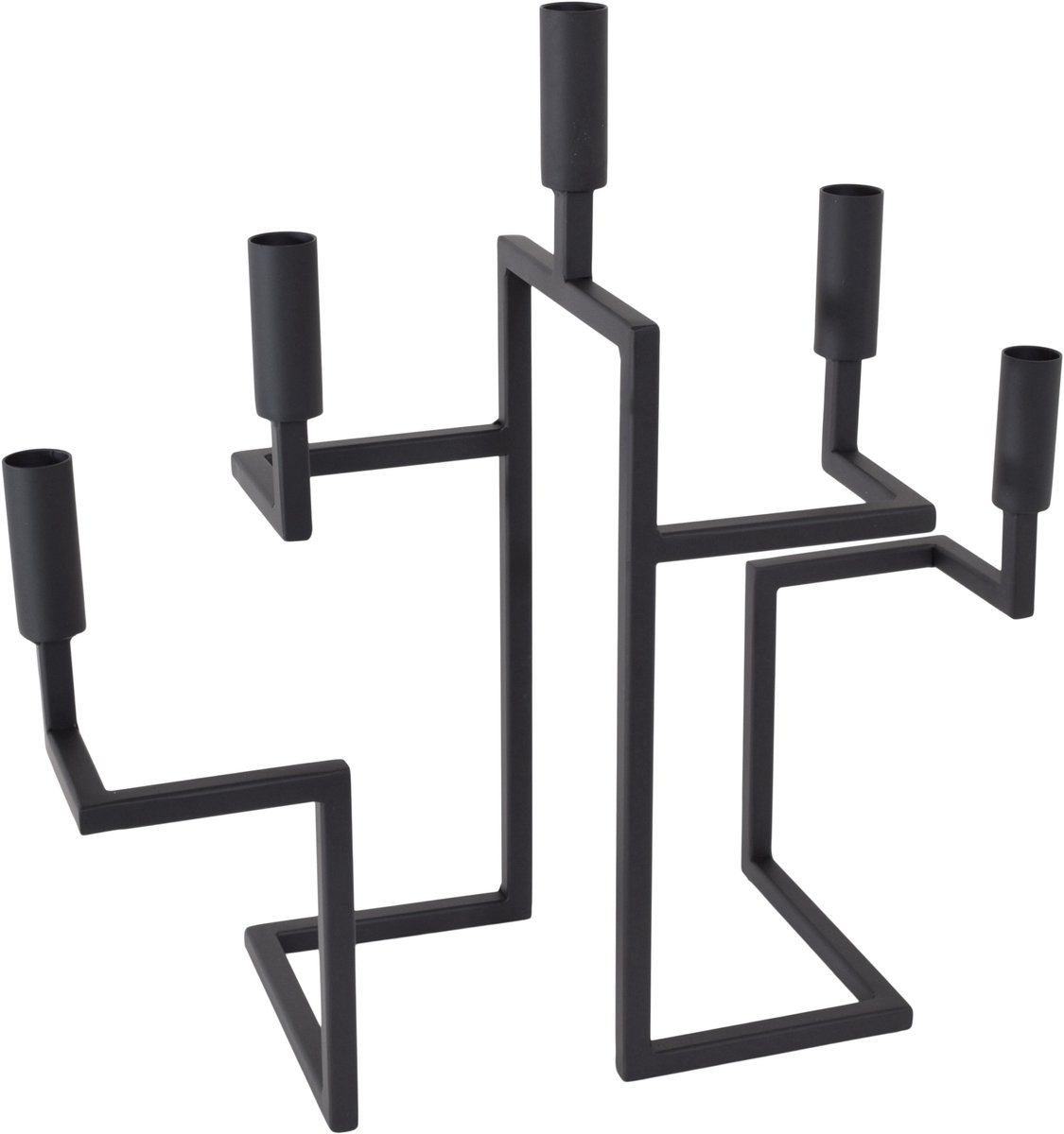 LOFT42 Hook – Moderne Zwarte 5-Armige Kandelaar van Metaal – Geometrisch Design – 42×44×16 cm