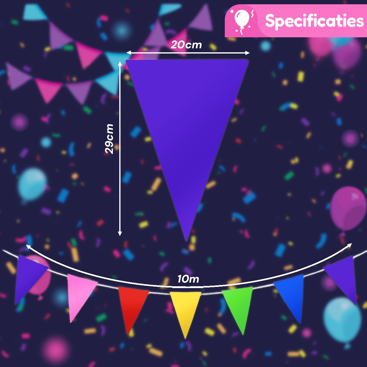 Q2P - Slingers - Verjaardag - Versiering - Vlaggenlijn - Feestartikelen - Feest - Decoratie - Slinger - Gekleurd — afbeelding 3