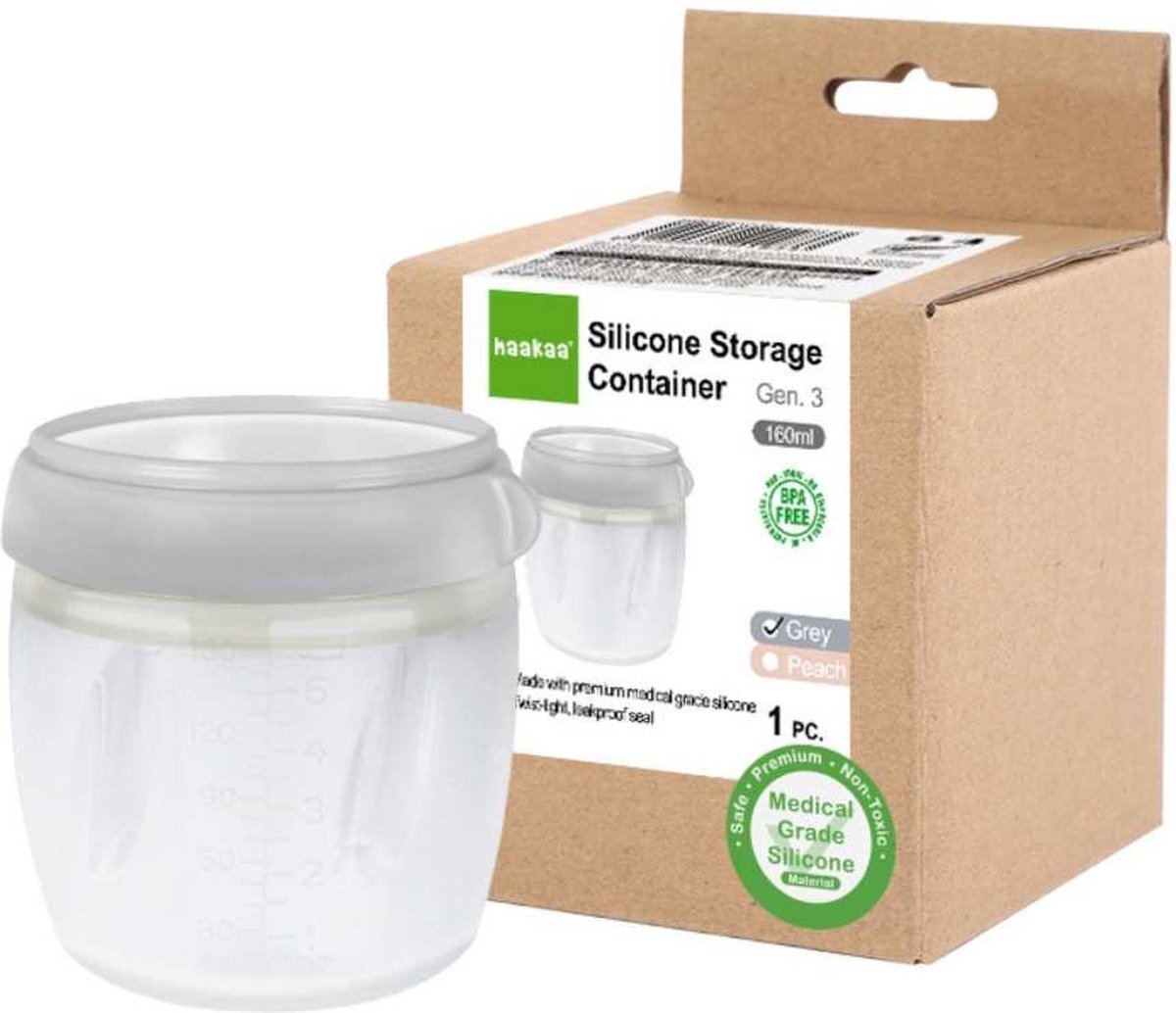 Goedkoopste Haakaa - Moedermelk en babyvoeding bewaarbakjes - 160ml - Food grade siliconen