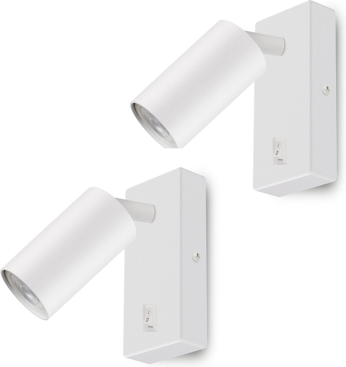 Maclean Set van 2 stuks - wandlamp - spot - rond - LED lamp GU10 - 4000K - 7W - met schakelaar - 55x100mm - kleur wit - MCE369 W