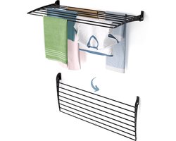 Foxydry Fold 116 cm DOWN - black - wasdroogrek wandmontage clicksysteem - neerwaartse sluiting - 116 x 50 x 10 cm