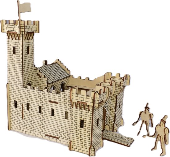 De Bouwplaats Kasteel bouwpakket - Houten 3D puzzel - 96 onderdelen