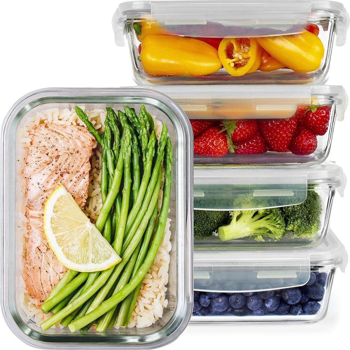 Voedselopbergcontainers - Set of Glass Food Storage Containers