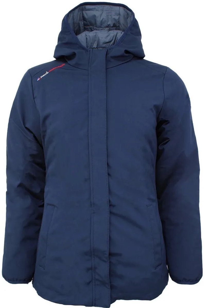 Donsjack omkeerbare parka voor dames Peak Mountain Asario Nachtblauw/stormblauw