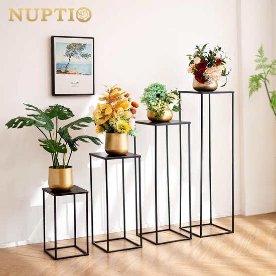 YALLOVE 1,6 m hoge metalen hoepelpijler bloemenstandaard, gouden boog standaard kit met 4-laagse middenstuk slinger voor bruiloft, verloving