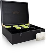 Boîte à thé Nimma - 12 compartiments - avec fermeture magnétique - Convient pour Pickwick, Lipton et plus - Durable - Zwart