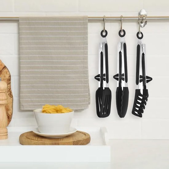4 Stuks Keukentangen, Roestvrij Staal Barbecue Tang, Vergrendelbare Metalen Barbecuetangen met Antislip Siliconen Handgrepen, Levensmiddelenkwaliteit Keukentangen Voor Koken, Barbecue en Bakken