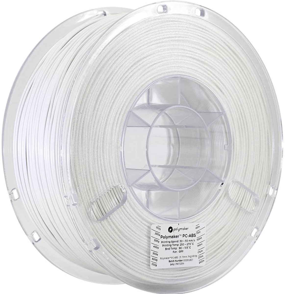Polymaker PC04002 PC04002 Filament PC-ABS Hittebestendig, Slagvast 1.75 mm 1000 g Wit 1 stuk(s)