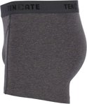 Zijzicht donkergrijze Ten Cate boxershort met zwarte logo tailleband.