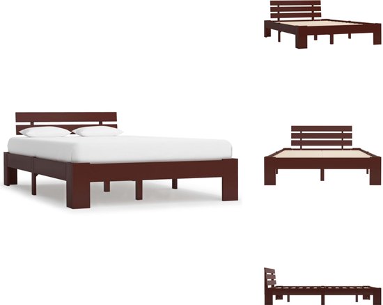 vidaXL Cadre de lit - Encadrements de lit - Cadre de lit - Cadres de lit - Cadre de lit Bois de pin massif Marron foncé 120x200 cm