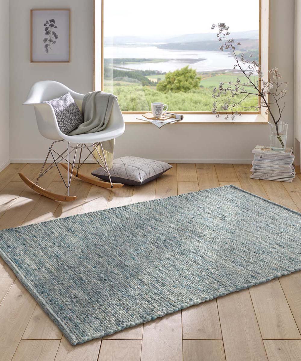 Wollen vloerkleed - Bokn Lichtblauw 120x170 cm