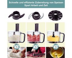 Multifunctionele Keukenmachine - 800W - 2L - 6-in-1 Keukenrobot - Voedselprocessor Met Hakmolen - Kneedhaak - Mixer - 3 Snelheden