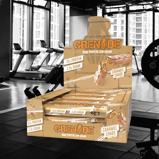 Grenade - High Protein, Low sugar - Protein bar - Caramel Chaos - 22g eiwit - 12 x 60g - Eiwitreep - Diverse smaken — afbeelding 3