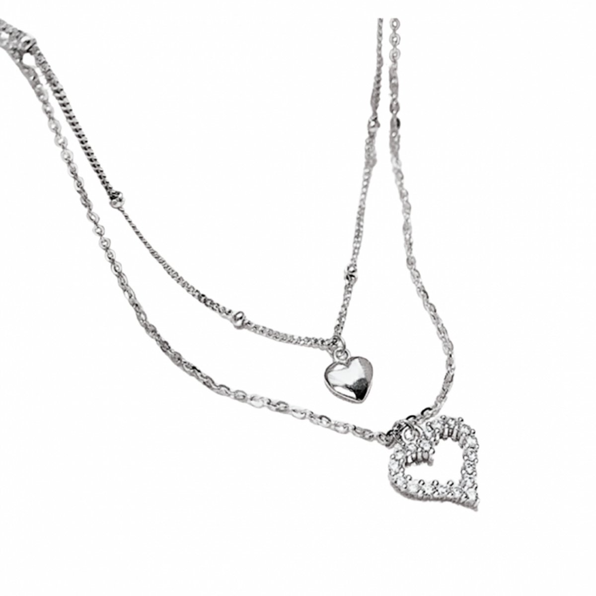 Zilverplated enkelkettinkje met strass hartje - Charme Bijoux