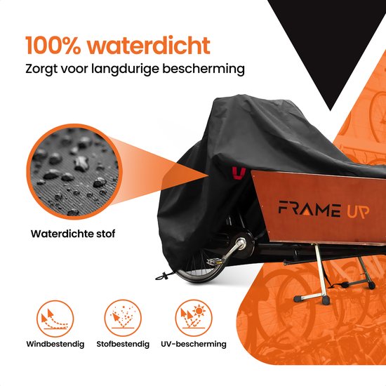 Premium Bakfietshoes waterdicht - 420D Oxford bakfiets hoes - Geschikt voor o.a Urban Arrow, Lovens, Babboe, Vogue, Dolly - met en zonder tent/huif van Merkloos — afbeelding 5