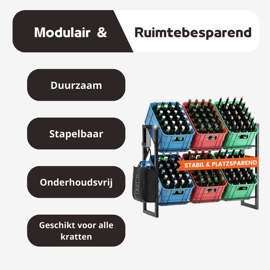 Floordirekt Getränkekistenregal für 4-6 Kisten aus Stahl, stabiles und Robustes Weinregal Floordirekt Getränkekistenregal für 4-6 Kisten aus Stahl, stabiles und Robustes Weinregal