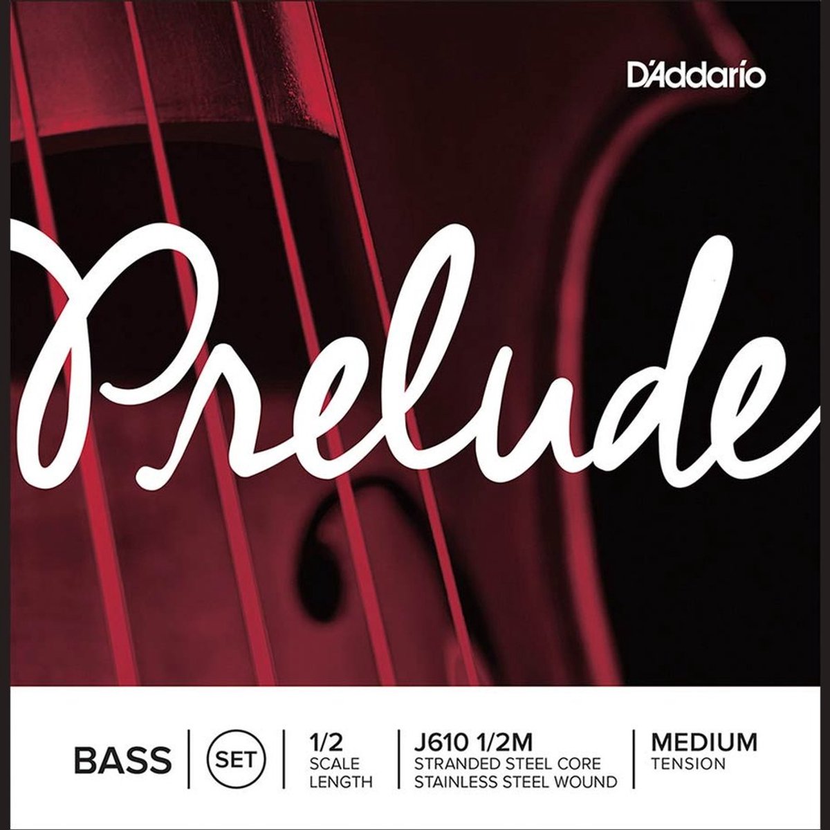 D'Addario J610-12M double bass string set 1/2, medium, stranded steel core, stainless steel