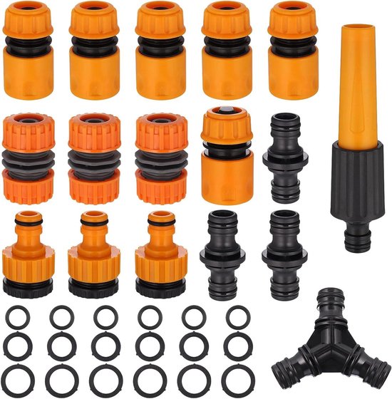 CL-Link 20-delige slangconnectorset, 5 x 1/2 inch, snelkoppelingen, 10 x 1/2 of 3/4 inch, dubbele plug, voor tuin- en thuistap CL-Link 20-delige slangconnectorset, 5 x 1/2 inch, snelkoppelingen, 10 x 1/2 of 3/4 inch, dubbele plug, voor tuin- en thuistap