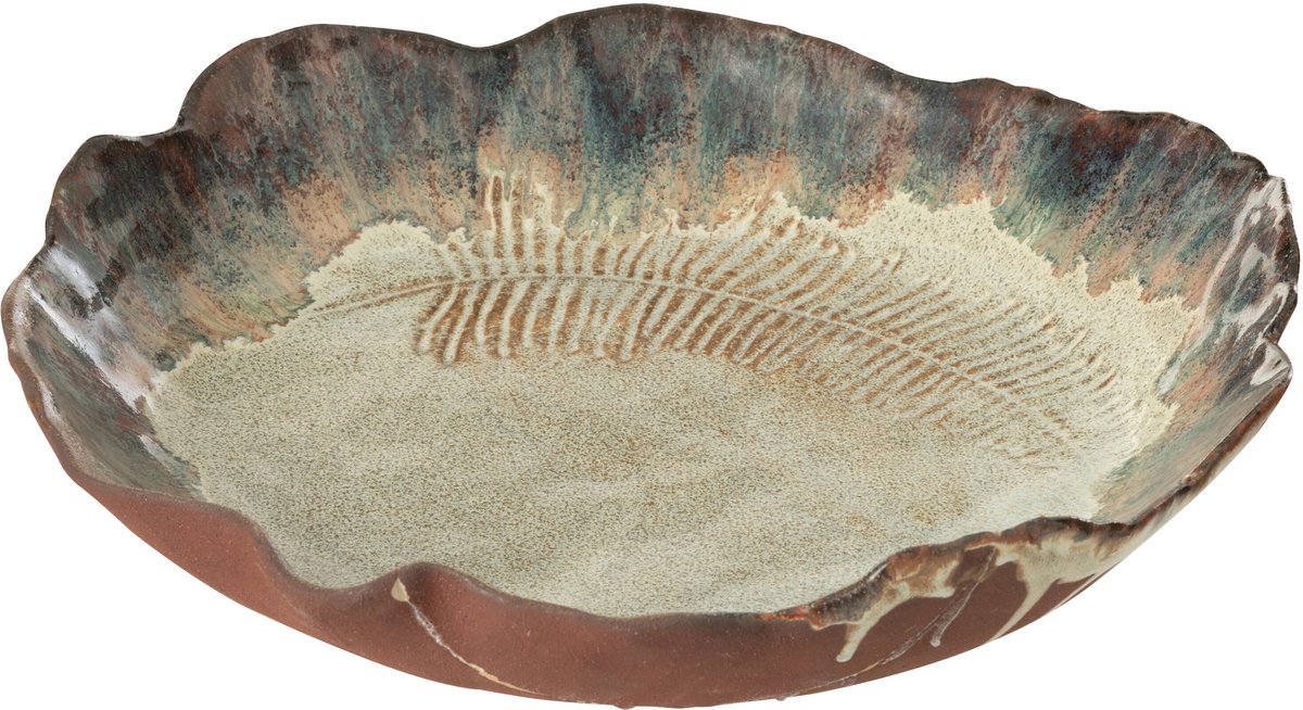J-Line plateau Decoratief Naga - keramiek - roest/bruin - large