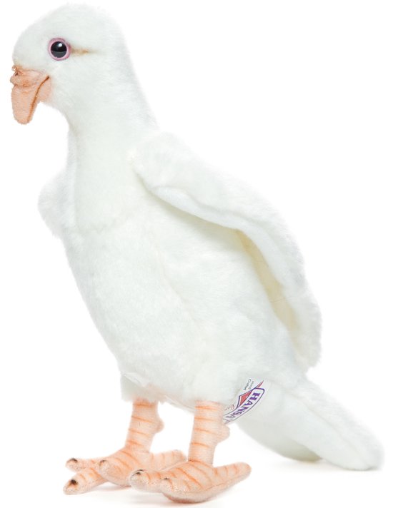 Foto: Hansa pluche duif wit knuffelvogel 20 cm levensecht realistisch