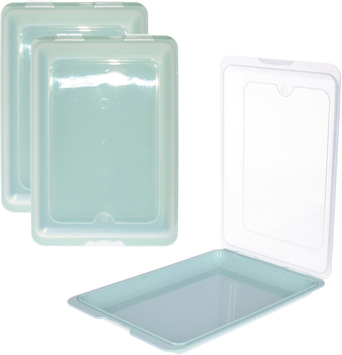 Toyma Vleeswarendoos - 3x - groen - kunststof - 24,5 x 17 x 4 cm - vershouddoos / kaasdoos
